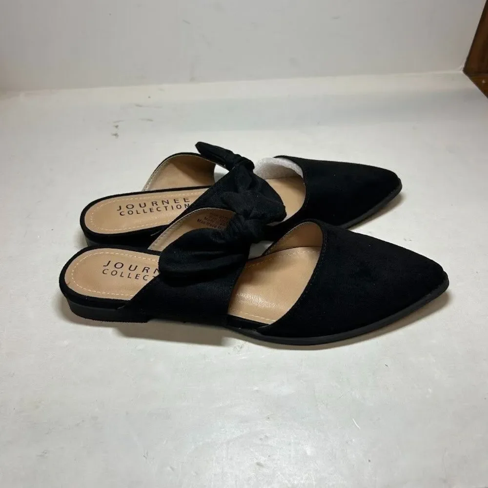Journee Collection Womens 8 N Black Telulah Pointed Toe Slip On Flats NIB RI0